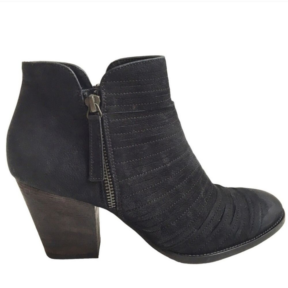 Paul Green Malibu Ankle Boots Size UK 4 US 6.5 Black Nubuck Booties Boots